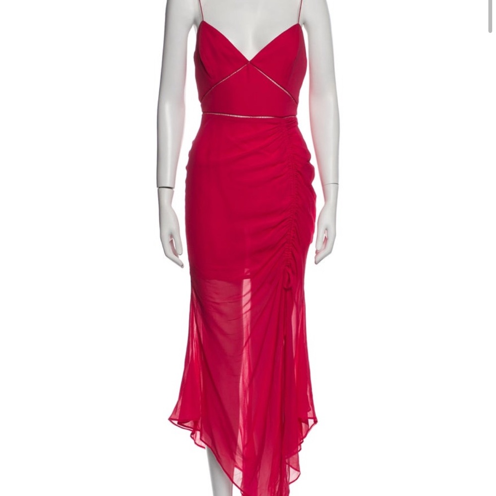 NICHOLAS Red High Low Slip Dress Spaghetti Strap